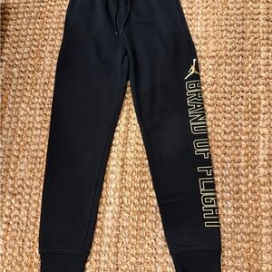 Nike Jordan Black Joggers with Gold 'Brand of Flight' Accent NWOT SZ Med